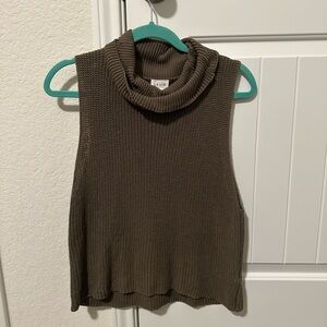 Le Lis Collection Turtleneck Sweater Tank Women Size Large 100 Cotton Green